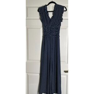 Navy Polka Dot Ruffle Romper XS | Elastic Waist Trendy Jumpsuit Summer 2025
